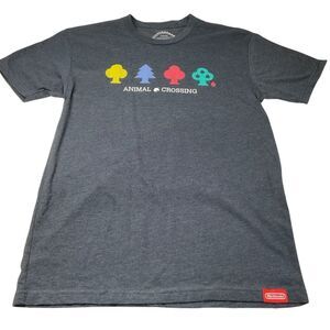 NWT Ninetendo Official Animal Crossing Graphic Blue Gray Short Sleeve Tee Sz S